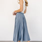 Demetria Pleated Midi Skirt | Steel Blue