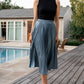 Demetria Pleated Midi Skirt | Steel Blue