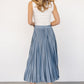 Demetria Pleated Midi Skirt | Steel Blue