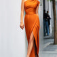 Anna | Women’s One Shoulder Split Hem Dress - Samberule