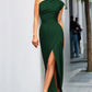 Anna | Women’s One Shoulder Split Hem Dress - Samberule