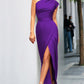 Anna | Women’s One Shoulder Split Hem Dress - Samberule