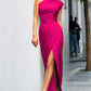 Anna | Women’s One Shoulder Split Hem Dress - Samberule