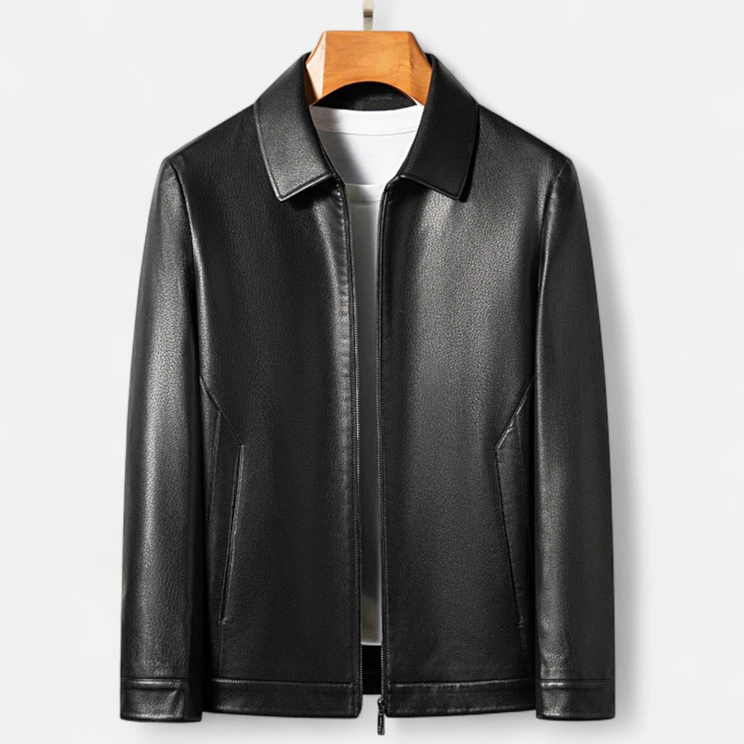 Men's Stand Collar PU Leather Jacket – Autumn Elegance