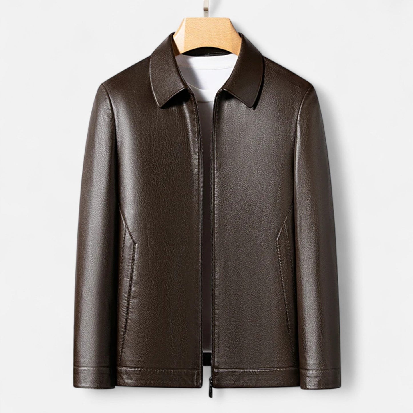 Men's Stand Collar PU Leather Jacket – Autumn Elegance