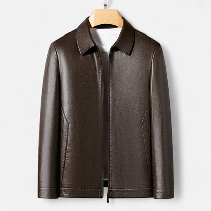 Men's Stand Collar PU Leather Jacket – Autumn Elegance