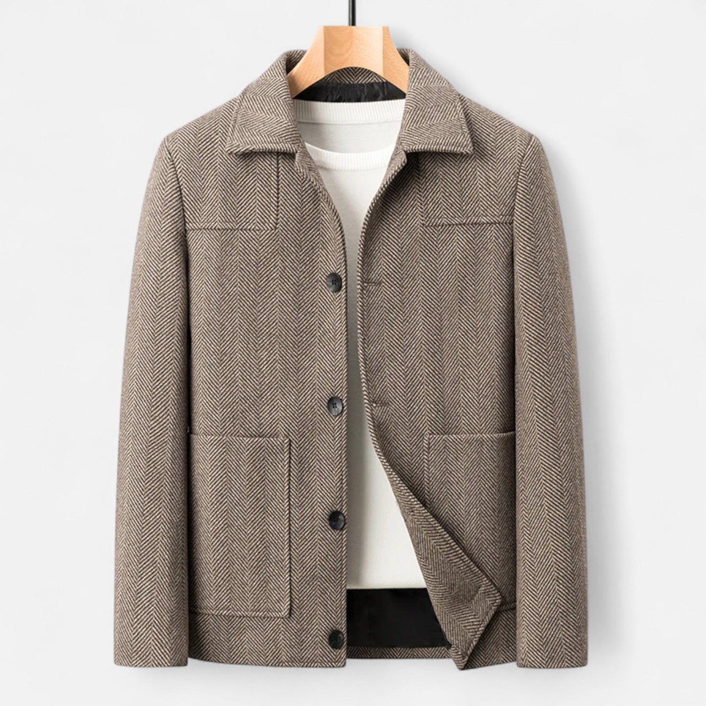 Men's Elegant Wool Blend Jacket with Business Lapel