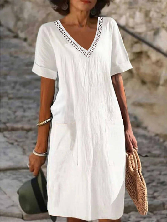 Morgan | Women’s Summer V Neck Straight Dress - Samberule