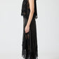 Lace Pleated Collar Top + Irregular Slit Skirt Set
