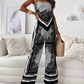 Stylish Printed Lace-Up Vest & Pants Two-Piece Set