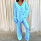 Comfortable Solid Color V-neck Daily  Two-piece Set