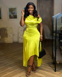 LOVISA Off-Shoulder Draped Asymmetrical Midi Dress