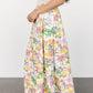 Gigi Button Midi Skirt | Off White + Multi Print