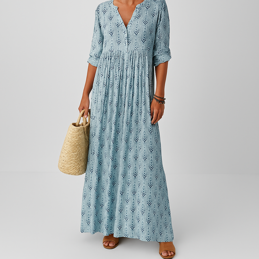 Sabrina | Women Long Sleeve Summer Boho Print Dress - Samberule