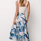 Hailee Tiered Skirt | Off White + Blue