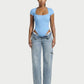 Ribbed Lace-Trim Square Neck Bodysuit - Samberule