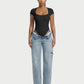 Ribbed Lace-Trim Square Neck Bodysuit - Samberule