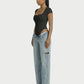 Ribbed Lace-Trim Square Neck Bodysuit - Samberule