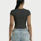 Ribbed Lace-Trim Square Neck Bodysuit - Samberule