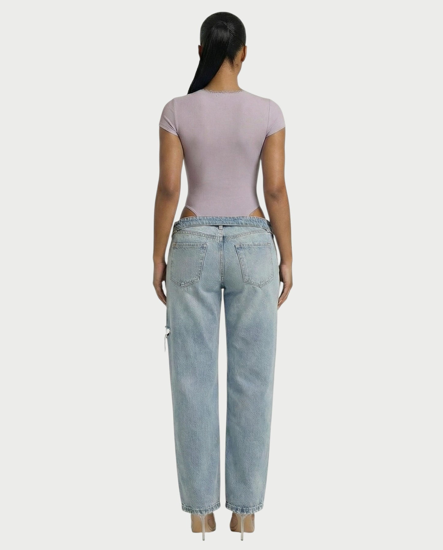 Ribbed Lace-Trim Square Neck Bodysuit - Samberule