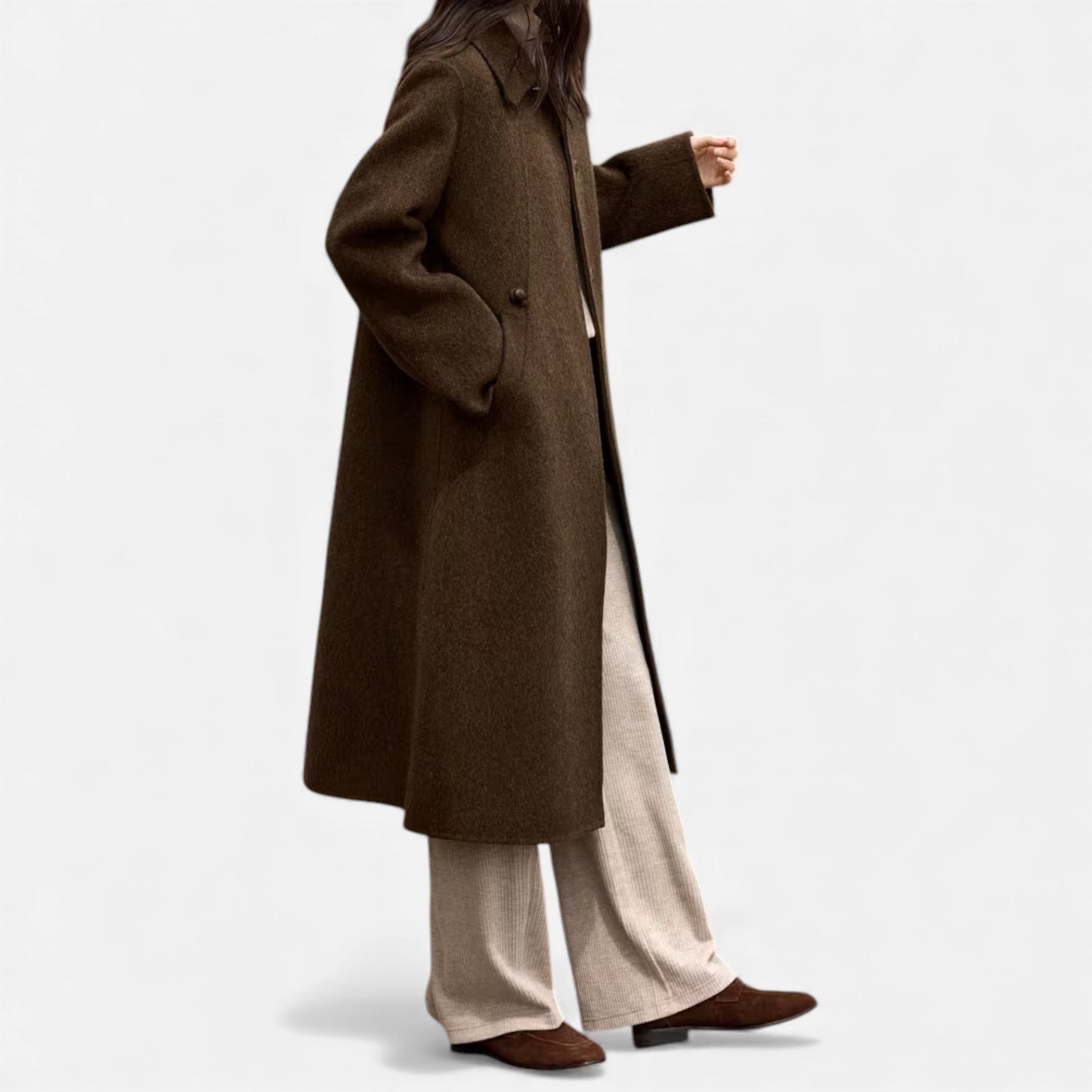 Women’s Structured Long Wool Winter Coat - Samberule