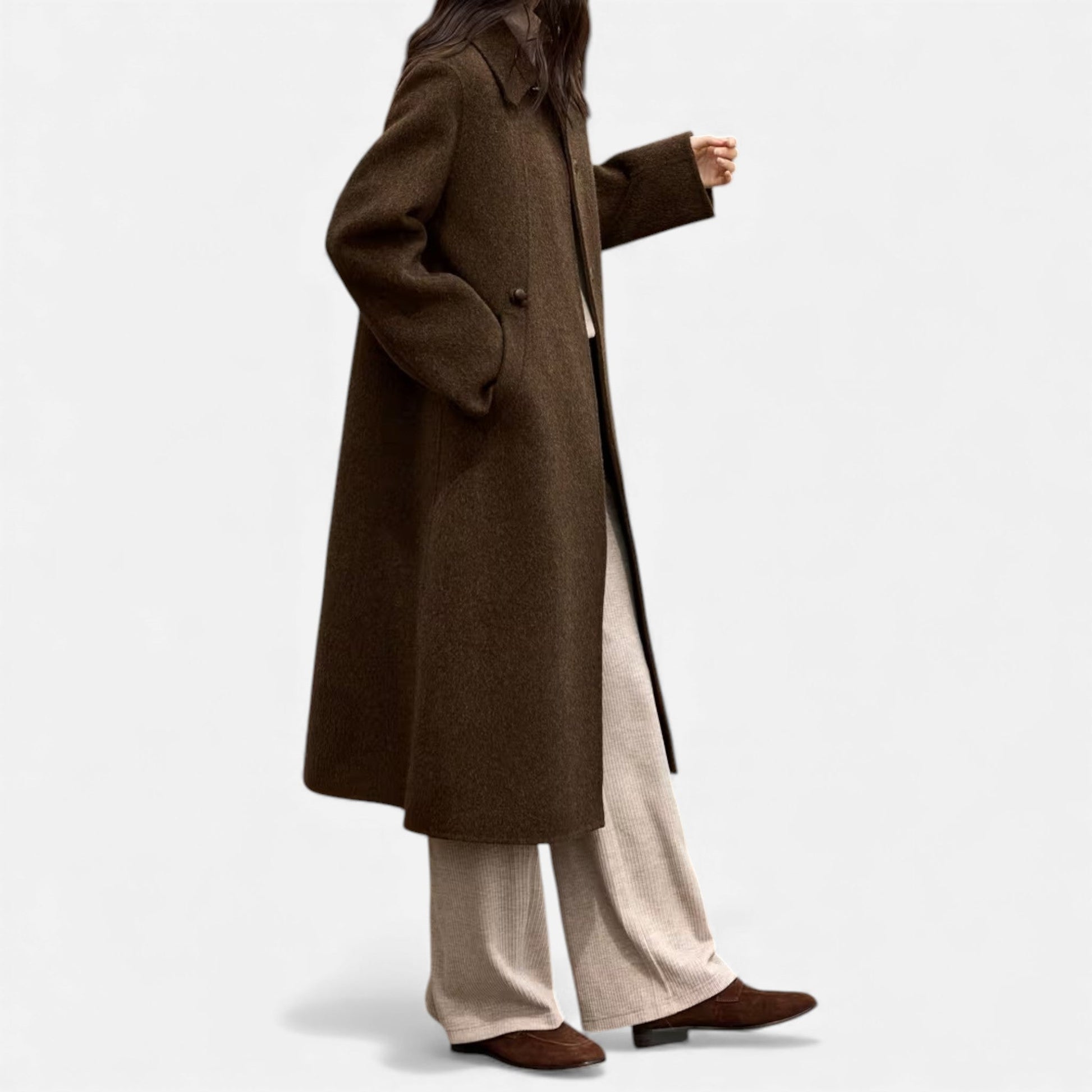 Women’s Structured Long Wool Winter Coat - Samberule
