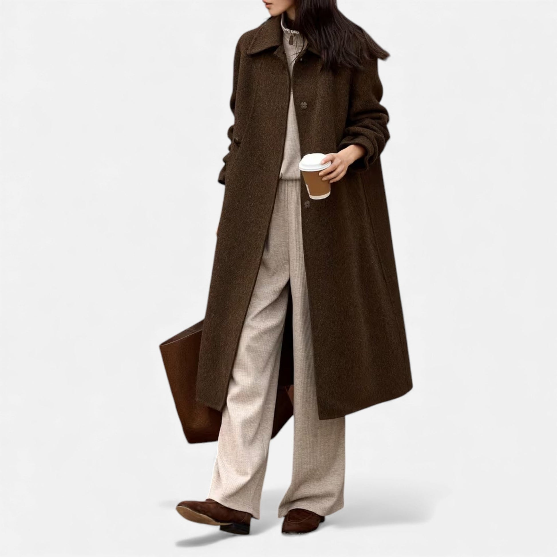Women’s Structured Long Wool Winter Coat - Samberule