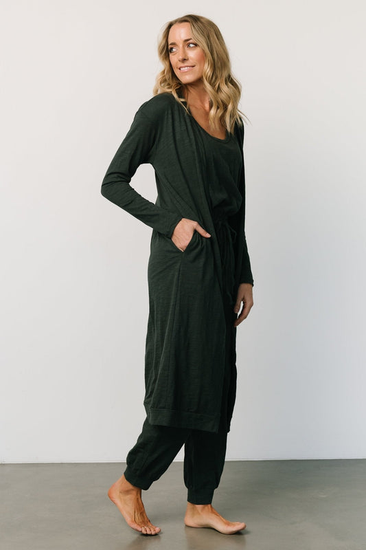 Janae Jumpsuit + Cardigan Set | Dark Green