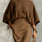 Round neck batwing sleeve top and long skirt set