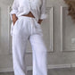 Casual solid color cotton and linen pants two-piece set - Samberule