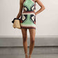 Unique Vintage Ethnic Print Backless Mini Dress