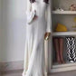 Elegant Trumpet Sleeves Rolled Hem Knitted Round Neck Maxi Dress