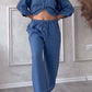 Casual solid color cotton and linen pants two-piece set - Samberule