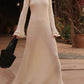 Elegant Trumpet Sleeves Rolled Hem Knitted Round Neck Maxi Dress