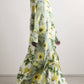Delicate Floral And Fruit Print Maxi Dress