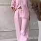 Casual solid color cotton and linen pants two-piece set - Samberule