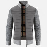 Men's Fleece Patchwork Jacket with Stand Collar