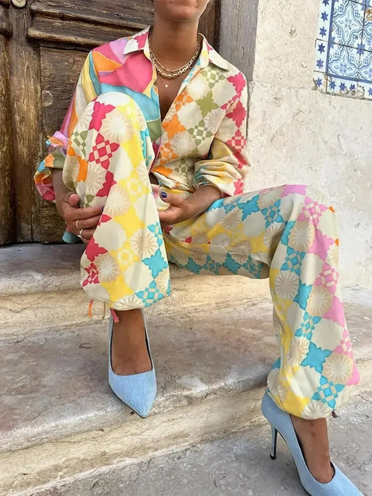 Grace | Women’s Spring Colorful Two-Piece Casual Set - Samberule