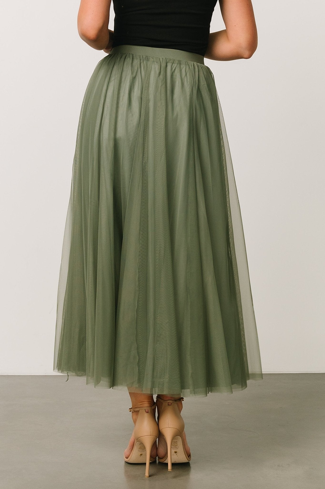 Mila Tulle Skirt | Dark Sage