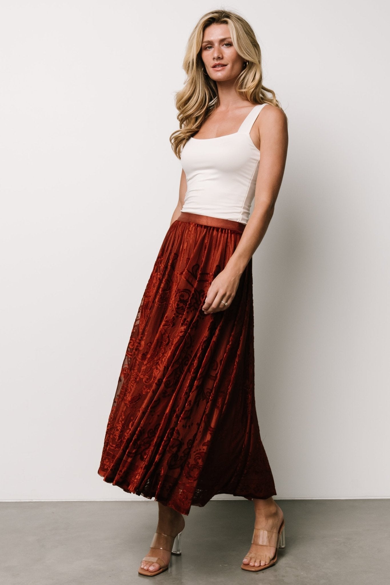 Palini Velvet Skirt | Rust
