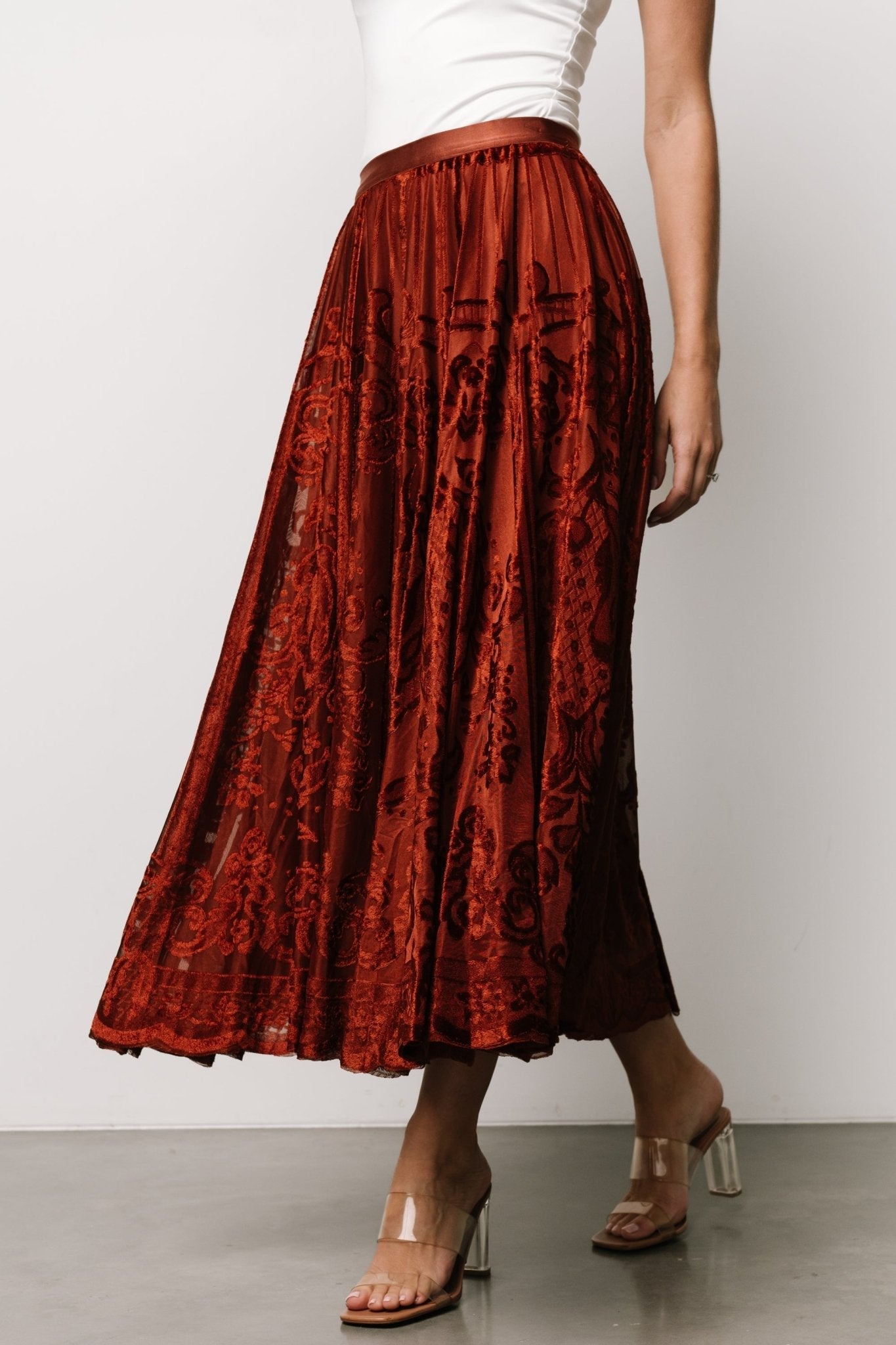 Palini Velvet Skirt | Rust