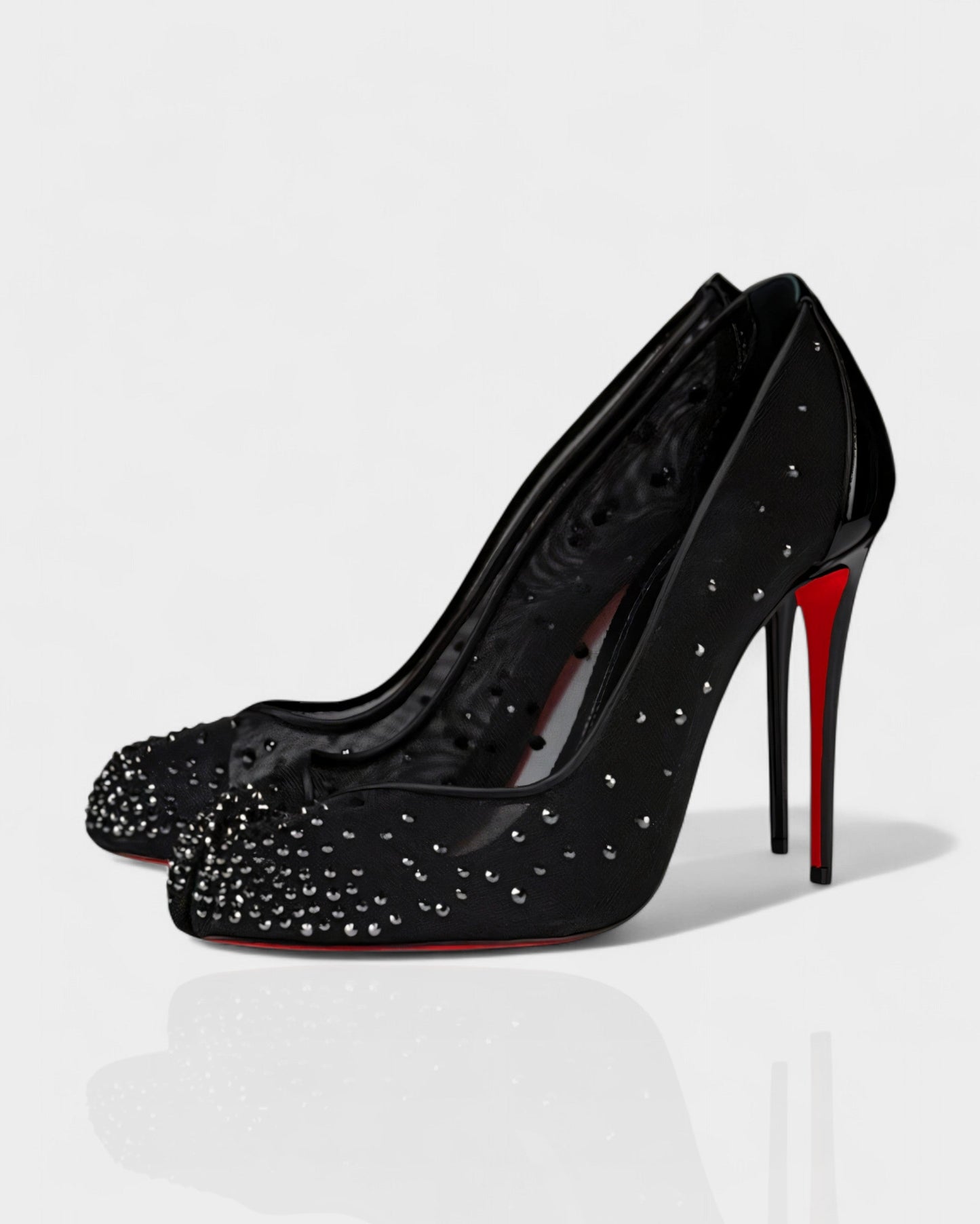 AURIEL Embellished Red Sole Mesh Stiletto Heels