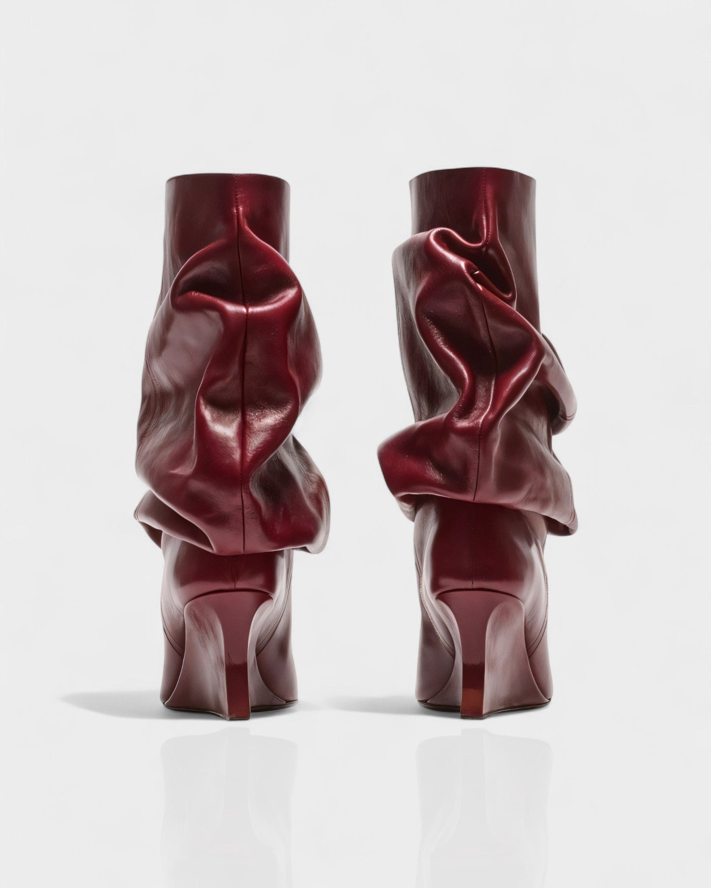 IRELLE Slouchy Faux Leather Pointed Wedge Heel Boots