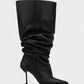 BELLARA Faux Leather Slouchy Pointed Toe Stiletto Boots