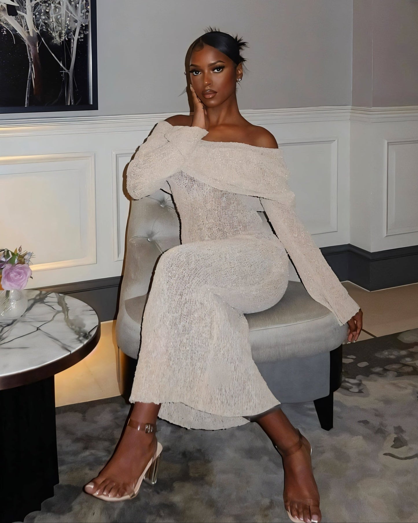 ANGELICA Knit Off-Shoulder Maxi Dress