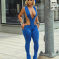 NERI Plunge V Cutout Bodysuit & Flare Pants Set
