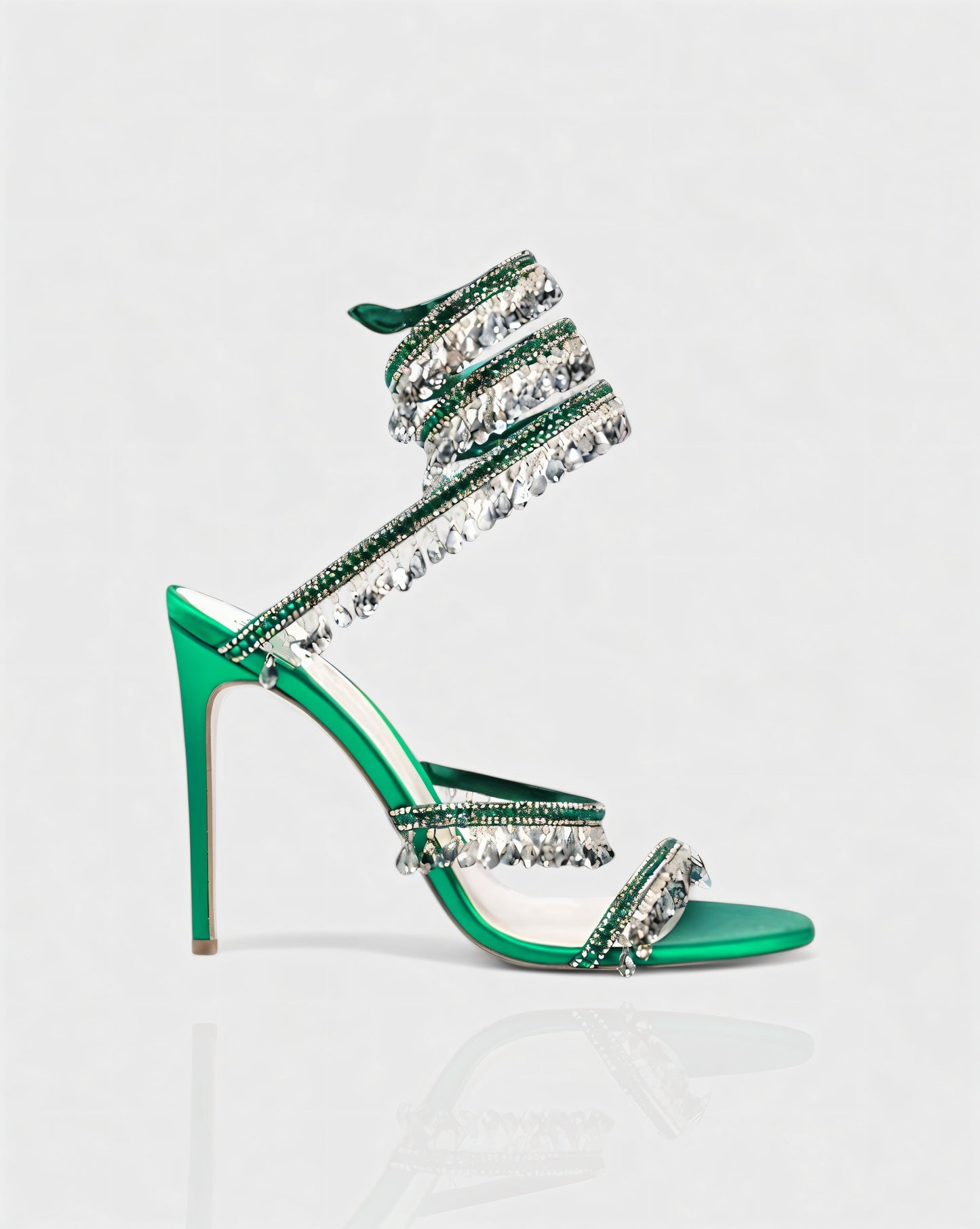 ALYRA Rhinestone Tassel Ankle-Wrap High Heels