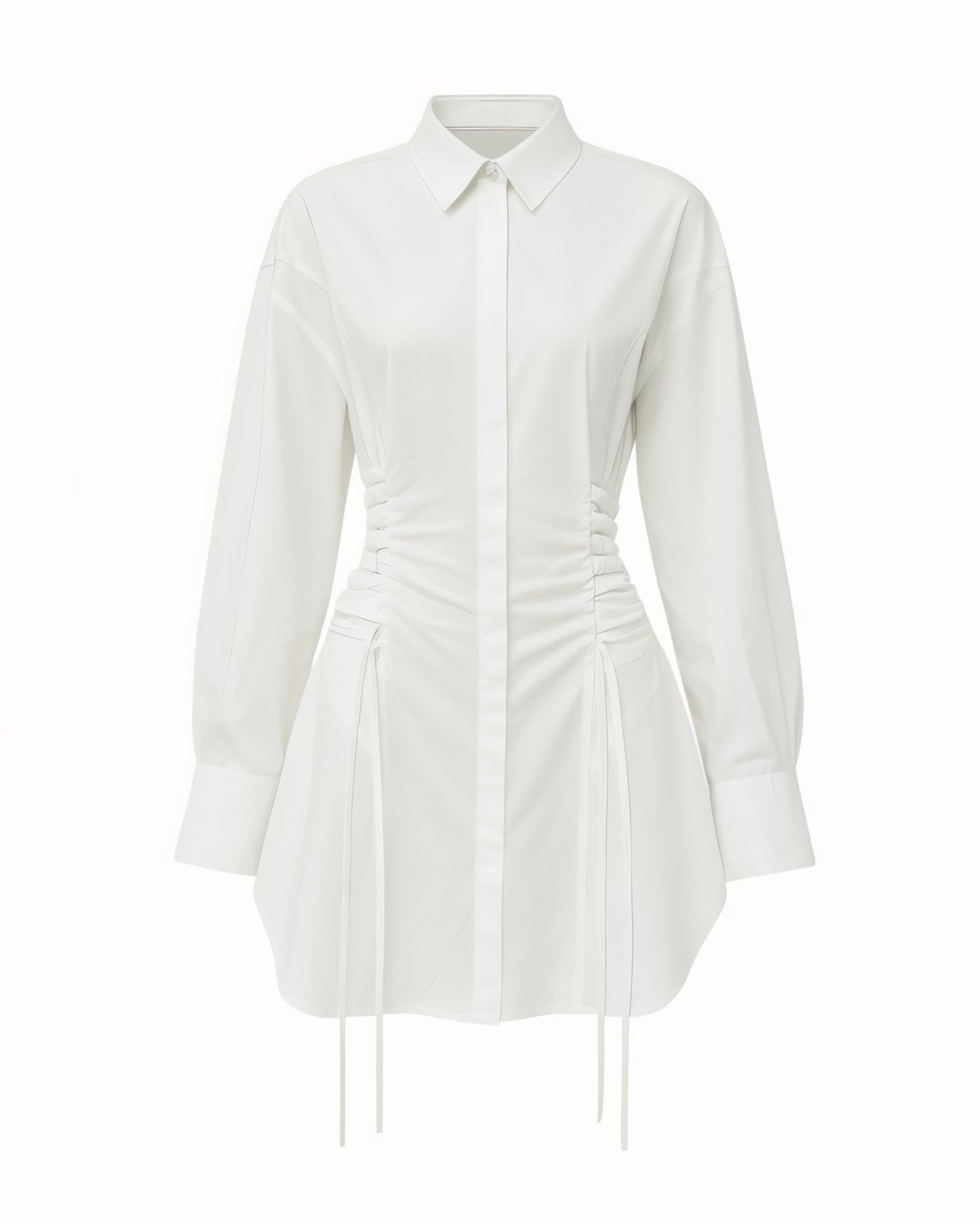 ALEXANDRA Corset Waist Button-Up Shirt Dress