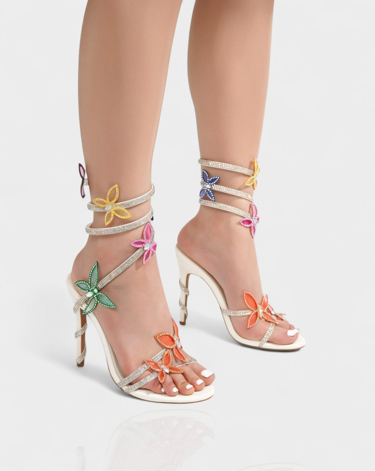 LYNA Crystal Butterfly Spiral High Heels