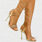 RONA Gold Crystal Lace-Up Stiletto Heels